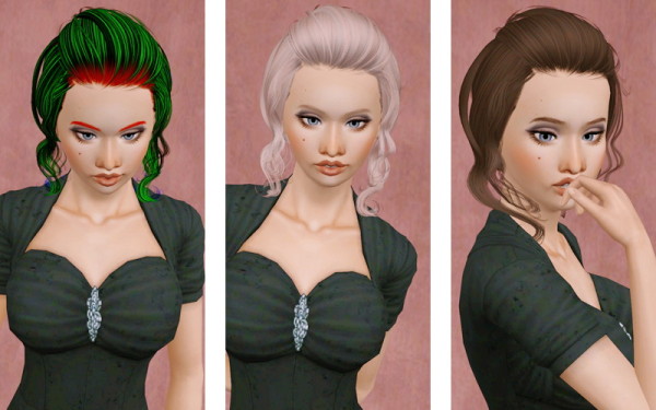 Framing the face chignon hairstyle Newsea’s Candice retextured by Beaverhausen for Sims 3