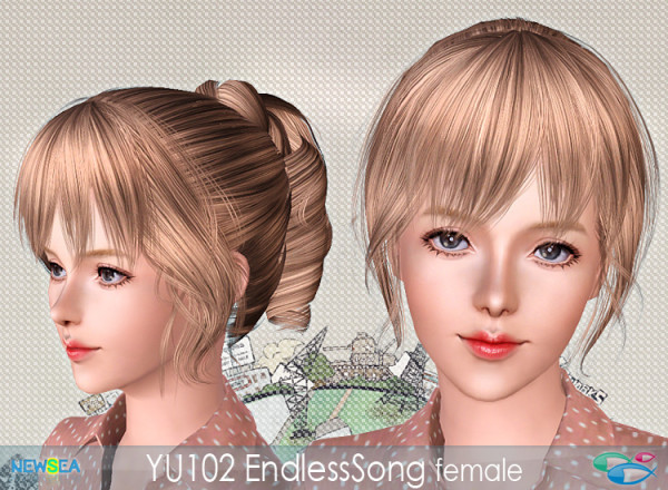 YU102 Endless Song   Twisted ponytail hairstyle by NeSea for Sims 3