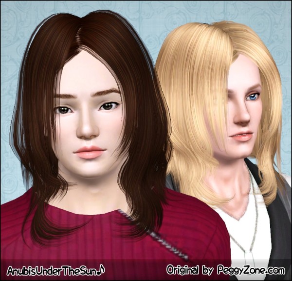 Straight waves hairstyle Peggy`s 737 retextured by Anubis for Sims 3