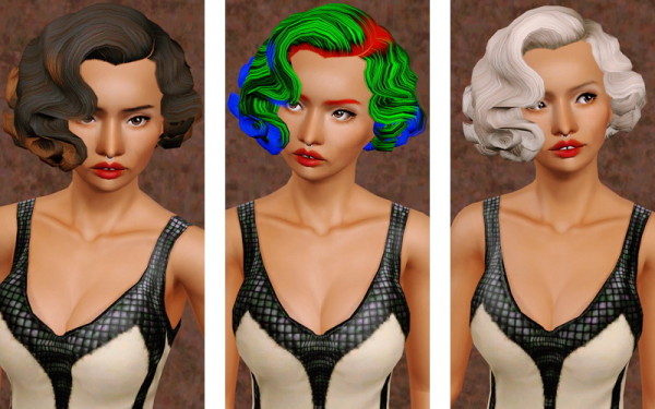 Wavy bob hairstyle retextured by Beaverhausen for Sims 3