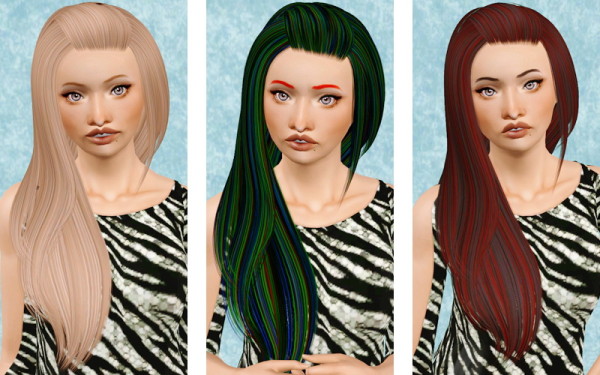 Super staight with caught bangs hairstyle   Alesso’s Kim retextured by Beaverhausen for Sims 3