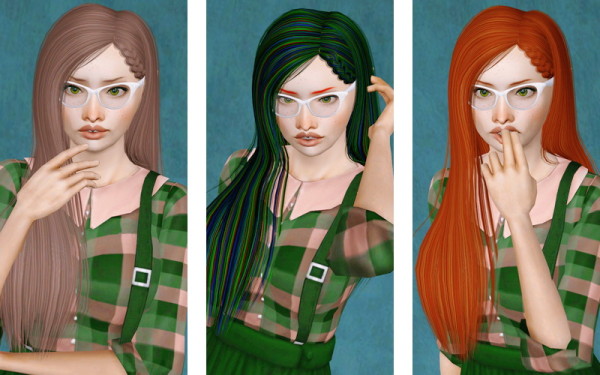 Braided side hairstyle Yume by Alesso retextured by Beaverhausen for Sims 3