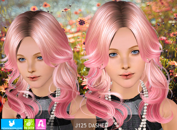 Layers with a middle part hairstyle J125 Dashed by NewSea for Sims 3