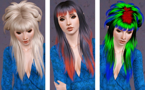 Half up with volume hairstyle   Newsea’s Crow retextured by Beaverhausen  for Sims 3