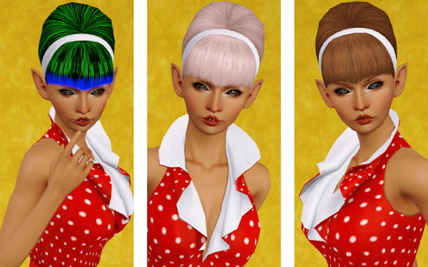 Haute hairstyle with headband from the store retextured by Beaverhausen for Sims 3