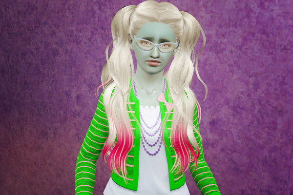 Two dimensional pigtails hairstyle   Newsea retextured by Beaverhausen for Sims 3