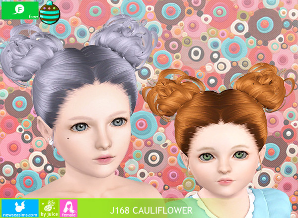Two curly bun hairstyle   J168 Cauliflower by NewSea for Sims 3