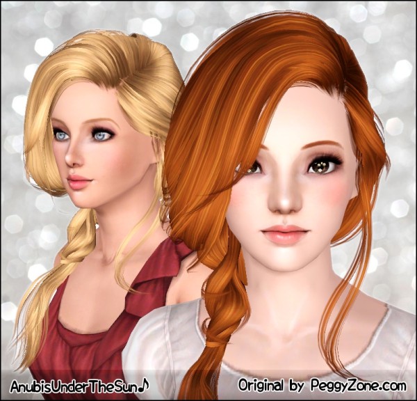Side loosely knit Peggy`s hairstyle retextured by Anubis for Sims 3