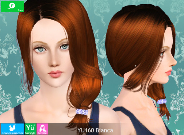 Side pigtail hairstyle YU160 Bianca by NewSea for Sims 3