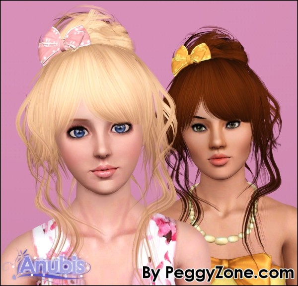 Bow topknot hairstyle Peggy`s 0449 retextured by Anubis for Sims 3