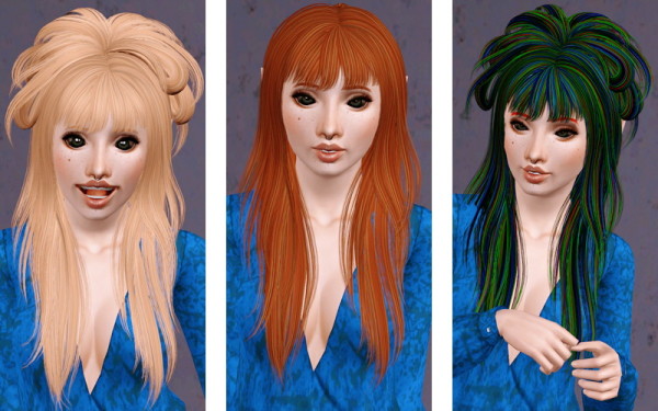Half up with volume hairstyle   Newsea’s Crow retextured by Beaverhausen  for Sims 3
