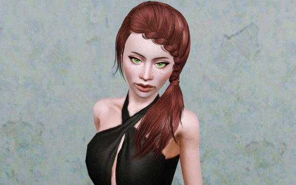 Braided side bangs hairstyle Skysims retextured by Beaverhausen for Sims 3