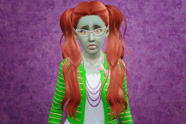 Two dimensional pigtails hairstyle   Newsea retextured by Beaverhausen for Sims 3