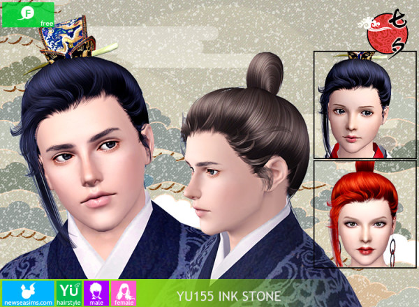Asian hairstyle YU155 Ink Stone by NewSea for Sims 3