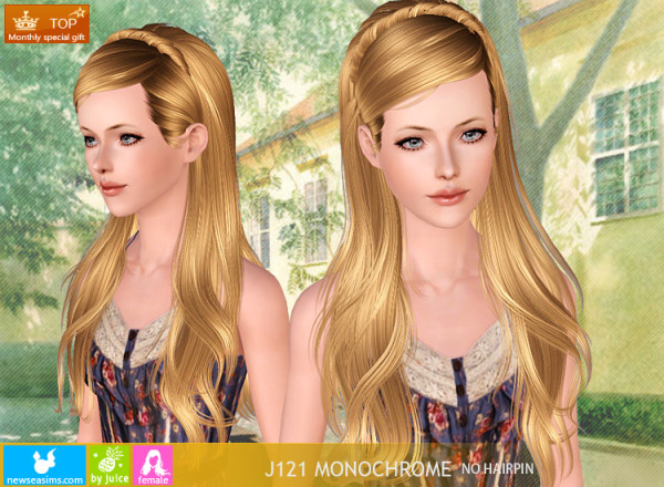 Twisted crown with hairclip J121 Monochrome by NewSea for Sims 3