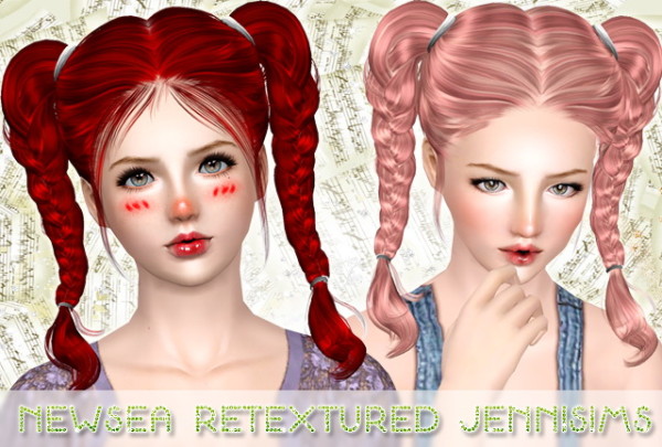 Double braids hairstyle NewSea retextured by Jenni Sims for Sims 3