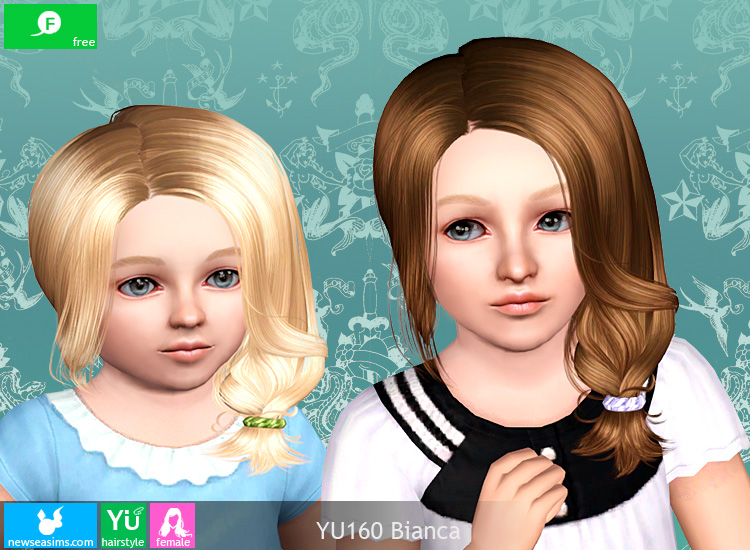 Side pigtail hairstyle YU160 Bianca by NewSea - Sims 3 Hairs