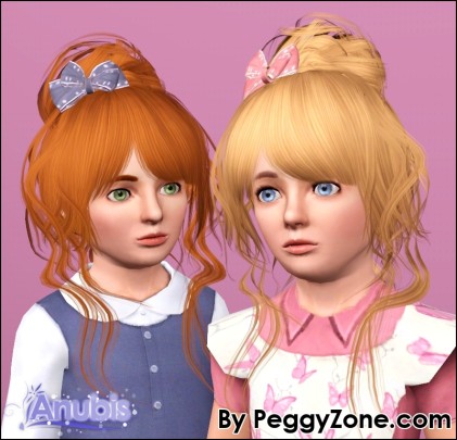 Bow topknot hairstyle Peggy`s 0449 retextured by Anubis - Sims 3 Hairs