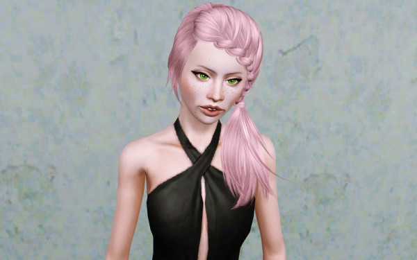 Braided side bangs hairstyle Skysims retextured by Beaverhausen for Sims 3
