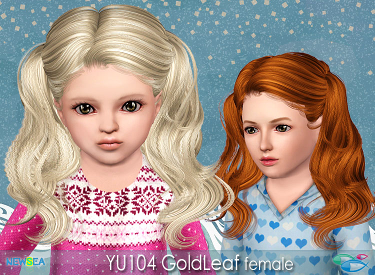 YU104 Gold Leaf - Double pigtails hairstyle by NewSea - Sims 3 Hairs