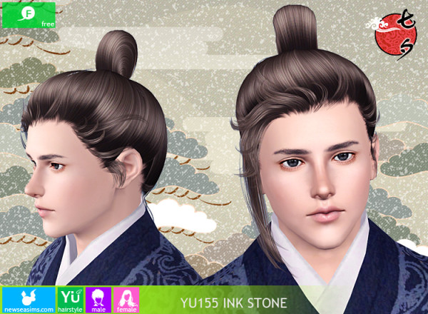 Asian hairstyle YU155 Ink Stone by NewSea for Sims 3