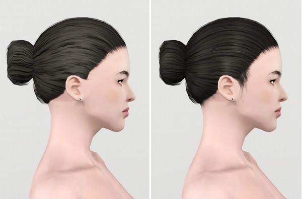 Ballerina bun hairstyle retextured by Rusty Nail for Sims 3