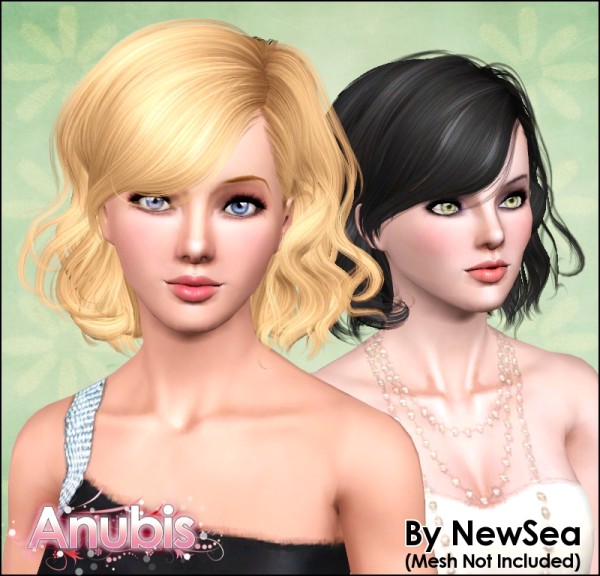 Curly bob with bangs hairstyle NewSeas Only You retextured by Anubis for Sims 3