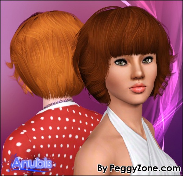 Nicely bob with bangs hairstyle Peggy 387 retextured by Anubis  for Sims 3