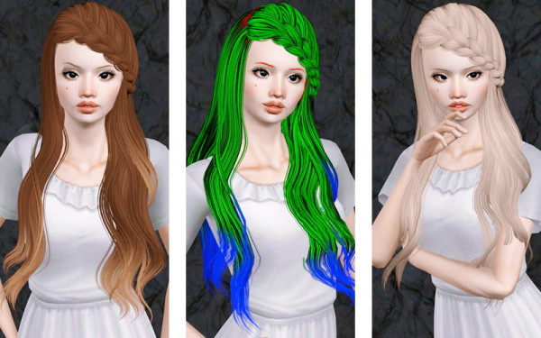 Braided side bangs hairstyle   Skysims 174 retextured by Beaverhausen for Sims 3