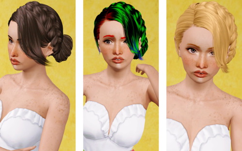 Cool braided crown hairstyle Skysims 124 retextured by Beaverhausen for Sims 3