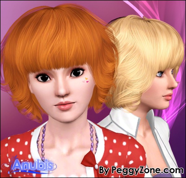 Nicely bob with bangs hairstyle Peggy 387 retextured by Anubis  for Sims 3