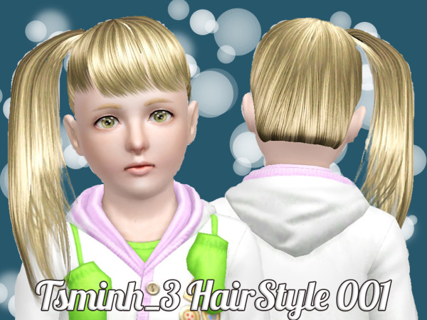 Glossy side ponytail hairstyle   Set 001 by Tsminh  for Sims 3