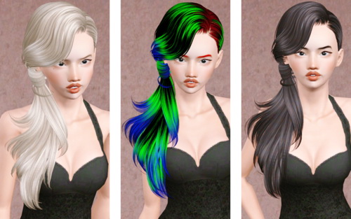 Side wrapped ponytail hairstyle Sky Sims 139 retextured by Beaverhausen for Sims 3