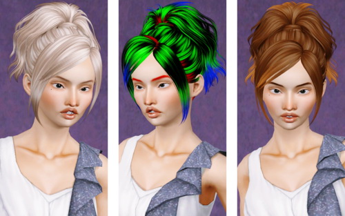 Wavy top ponytail hairstyle Skysims 132 retextured by Beaverhausen for Sims 3