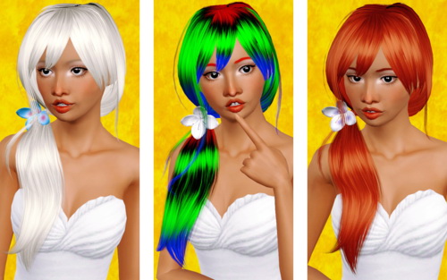 Side flower ponytail hairstyle     Zauma Hurricane retextured by Beaverhausen for Sims 3