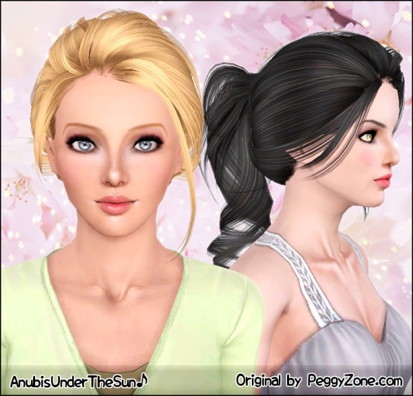 Loosely bound ponytail Peggy`s hairstyle 0901 retextured by Anubis for Sims 3