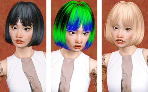 Bob with bangs hairstyle   Butterfly Sims 109 retextured by Beaverhausen for Sims 3