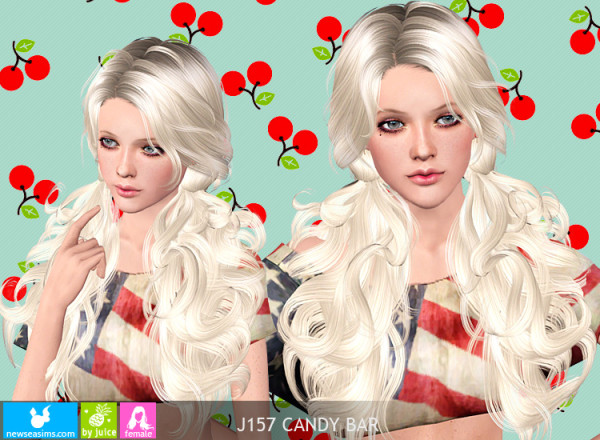 Double wavy ponytails hairstyle   J157 Candy Bar by NewSea for Sims 3
