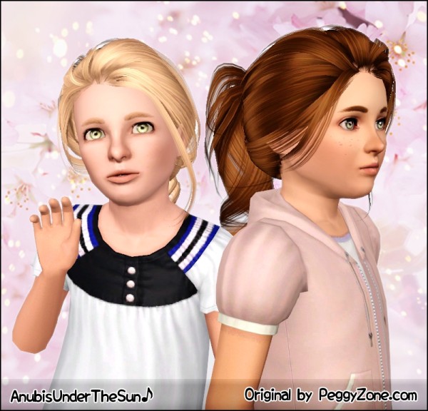 Loosely bound ponytail Peggy`s hairstyle 0901 retextured by Anubis for Sims 3