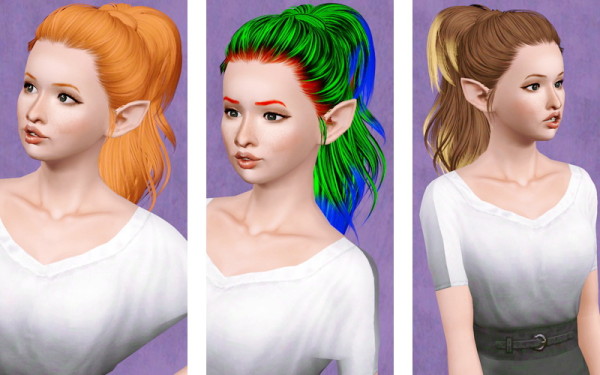 Wrapped ponytail hairstyle   SkySims hair 167 retextured by Beaverhausen for Sims 3
