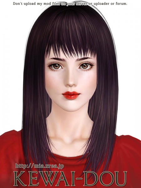 Smooth and shiny with bangs hairstyle   Cecile.K Long by Kewai Dou for Sims 3