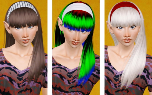 Headband with bangs hairstle   Cool Sims 108 retextured by Beaverhausen for Sims 3