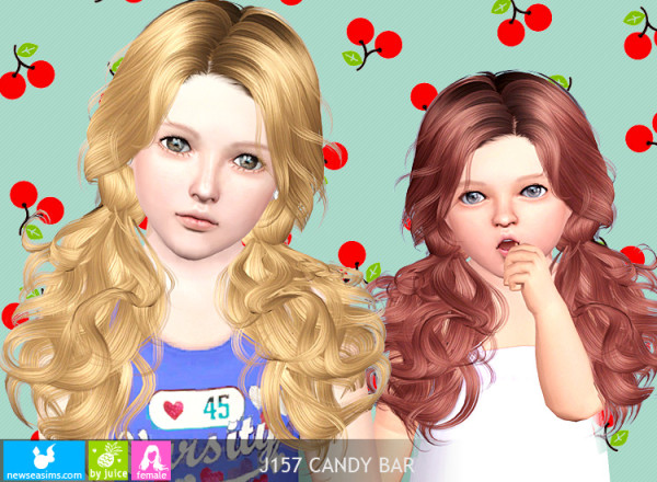 Double wavy ponytails hairstyle   J157 Candy Bar by NewSea for Sims 3
