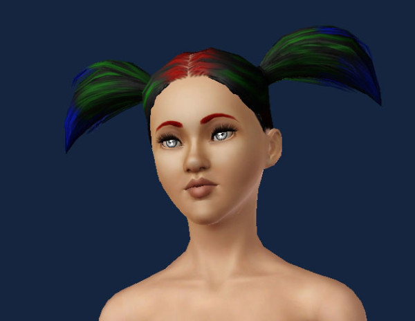 Crazy double pigtails retextured by Kiara 24 for Sims 3