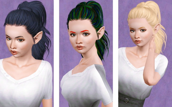 Wrapped ponytail hairstyle   SkySims hair 167 retextured by Beaverhausen for Sims 3