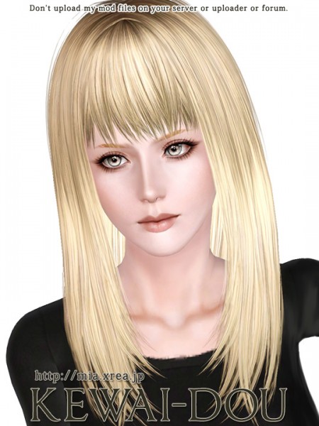 Smooth and shiny with bangs hairstyle   Cecile.K Long by Kewai Dou for Sims 3
