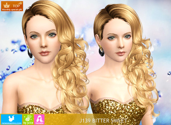 Curly side hairstyle J138 Bitter Sweet for Sims 3