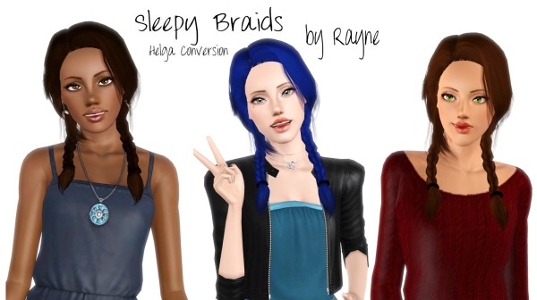 Double braids hairstyle retextured by Rayne`s factory for Sims 3