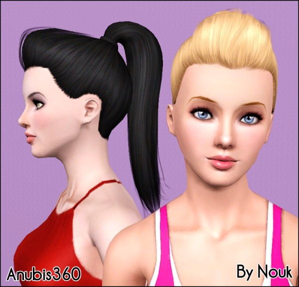 Ponytail with volumnos caught bangs hairstyle retextured by Elexis at Mod The Sims for Sims 3