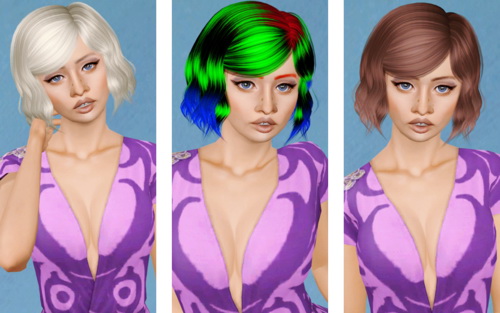 Chopped bob with bangs hairstyle  Alesso’s Burn retextured by Beaverhausen for Sims 3